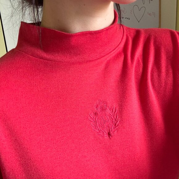 Vintage Blair Red Embroidered Mock Neck Long Sleeve - Picture 4 of 6